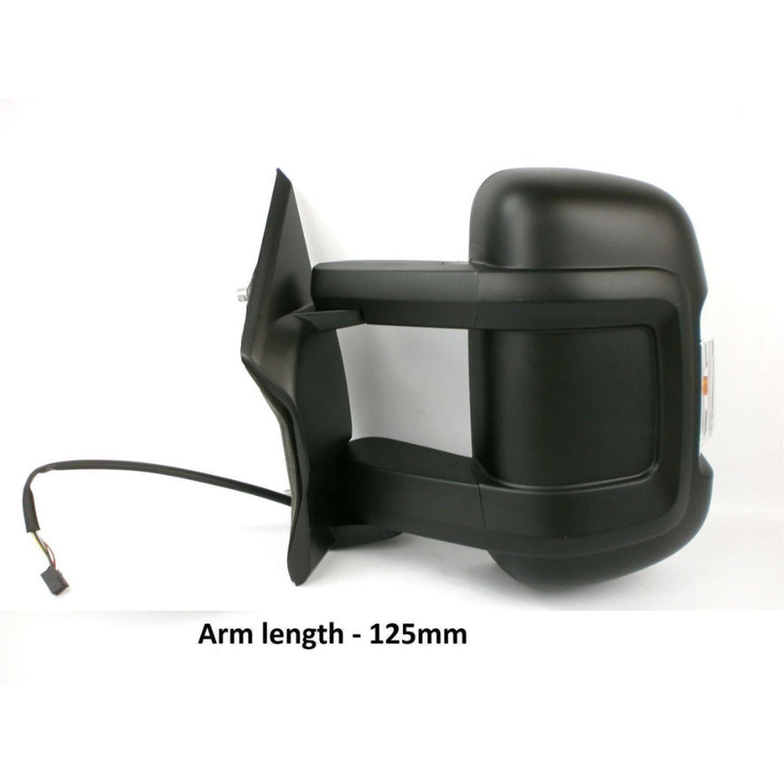 Fiat Ducato 2006-2023 Medium Arm Electric Black Wing Door Mirror Left Side