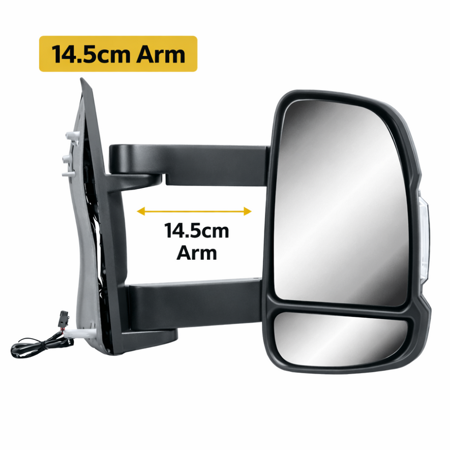 Fiat Ducato 2006-2023 Medium Arm Electric Black Wing Door Mirror Right Side