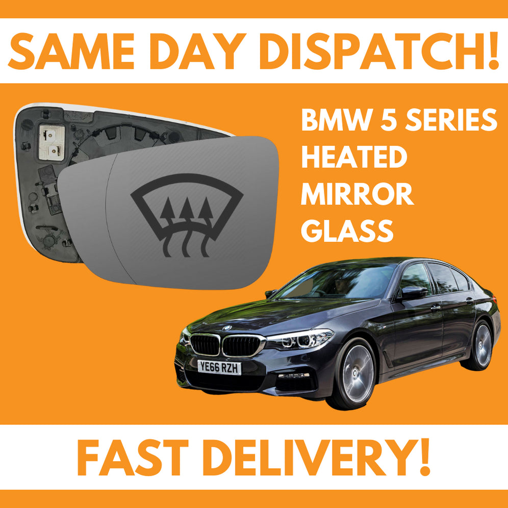 BMW 5 Series G30 2016-2025 Heated Door Wing Mirror Glass UK Left Passenger Side