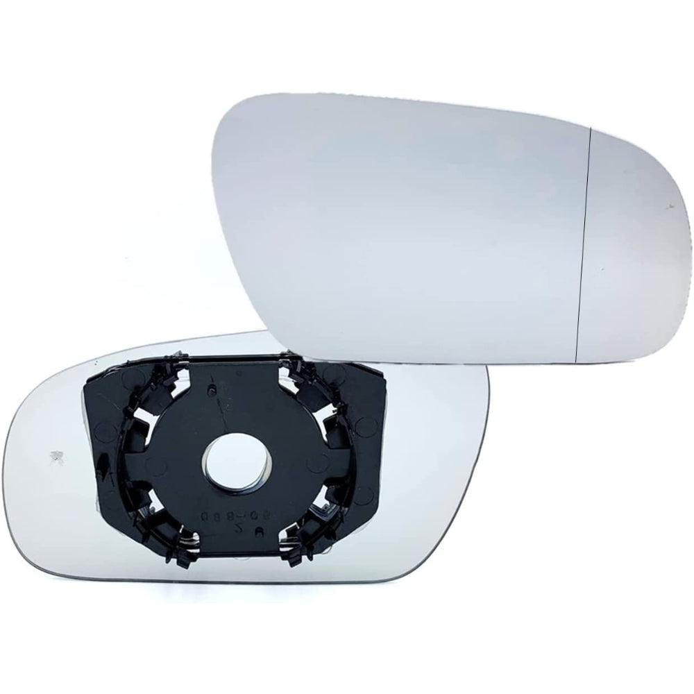 Heated Aspherical Wing Mirror Glass For VW Passat B6 (2005-2011) – Drivers Right Side, Chrome Finish, Clip-On