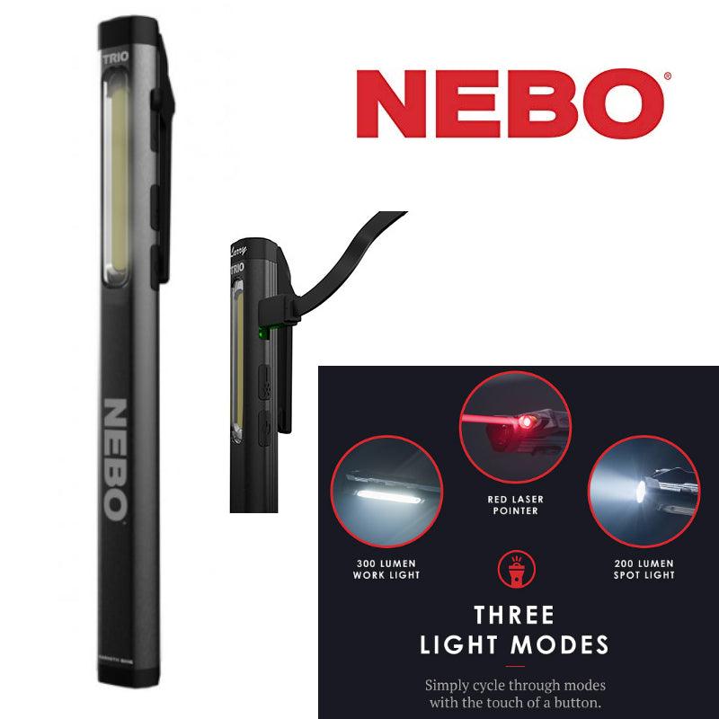 nebo 3aaa laser flashlight Nebo Trio Work Torch LED Pen Light Work Light Laser Rechargeable