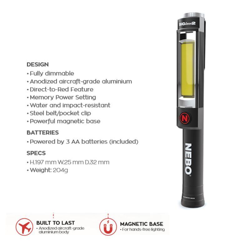Nebo Big Larry 2 Work Light Black LED COB 500 Lumens Nebo Big Larry 2 Work Light Black LED COB 500 Lumens