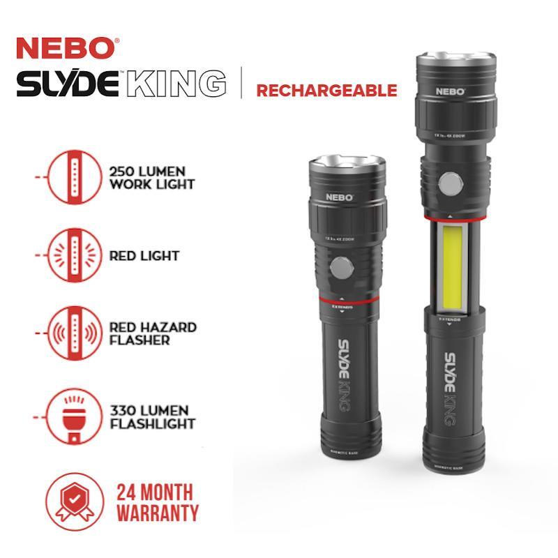 Work Torch LED COB Nebo Slyde King Flash Light Rechargeable 2 Year Warranty - Spares Hut