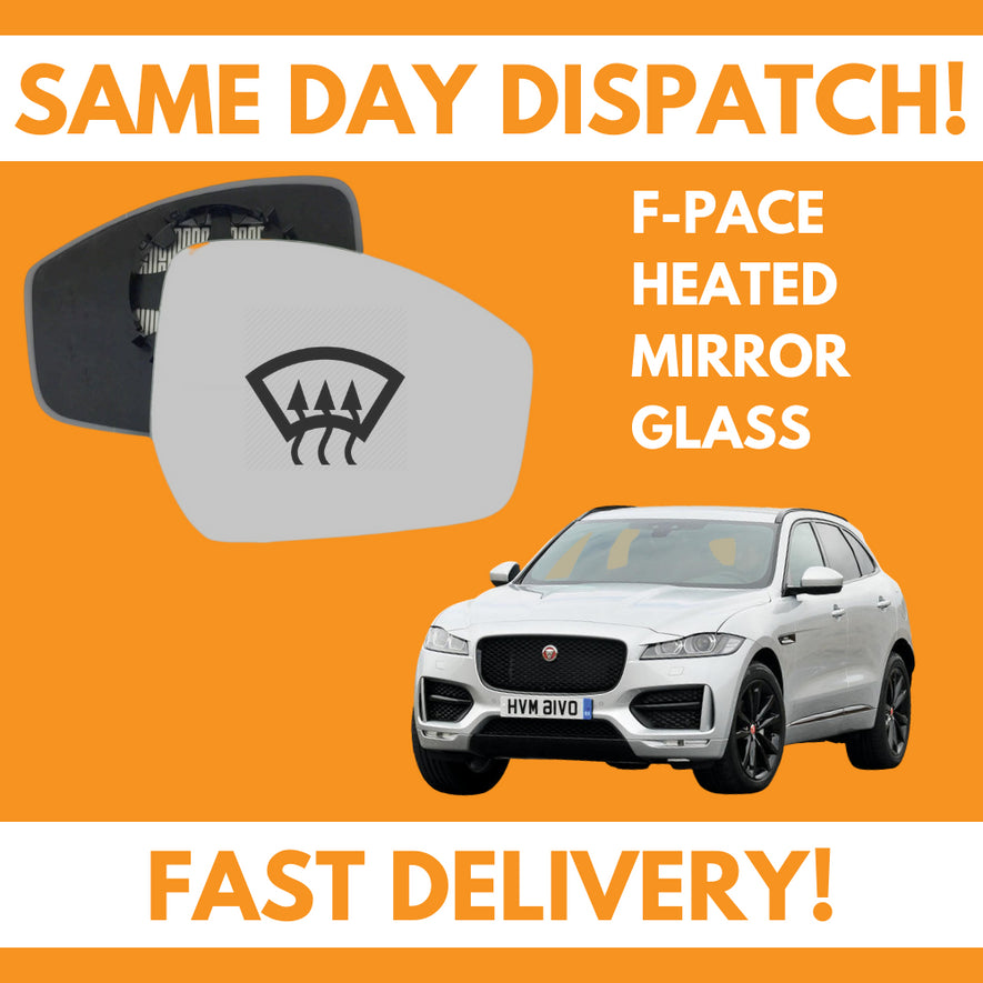 Jaguar F-Pace 2015-2020 Heated Door Wing Mirror Glass UK Right Drivers Side