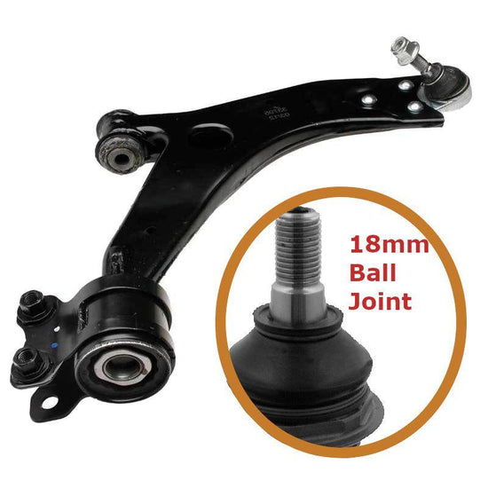 Ultimate Styling Front Lower Suspension Wishbone Arms Pair – Ford Focus C-Max 2003-2007, 18mm Cone Ball Joint