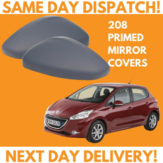Peugeot 208 2012-2020 Wing Mirror Covers Primed Left & Right Pair - Spares Hut