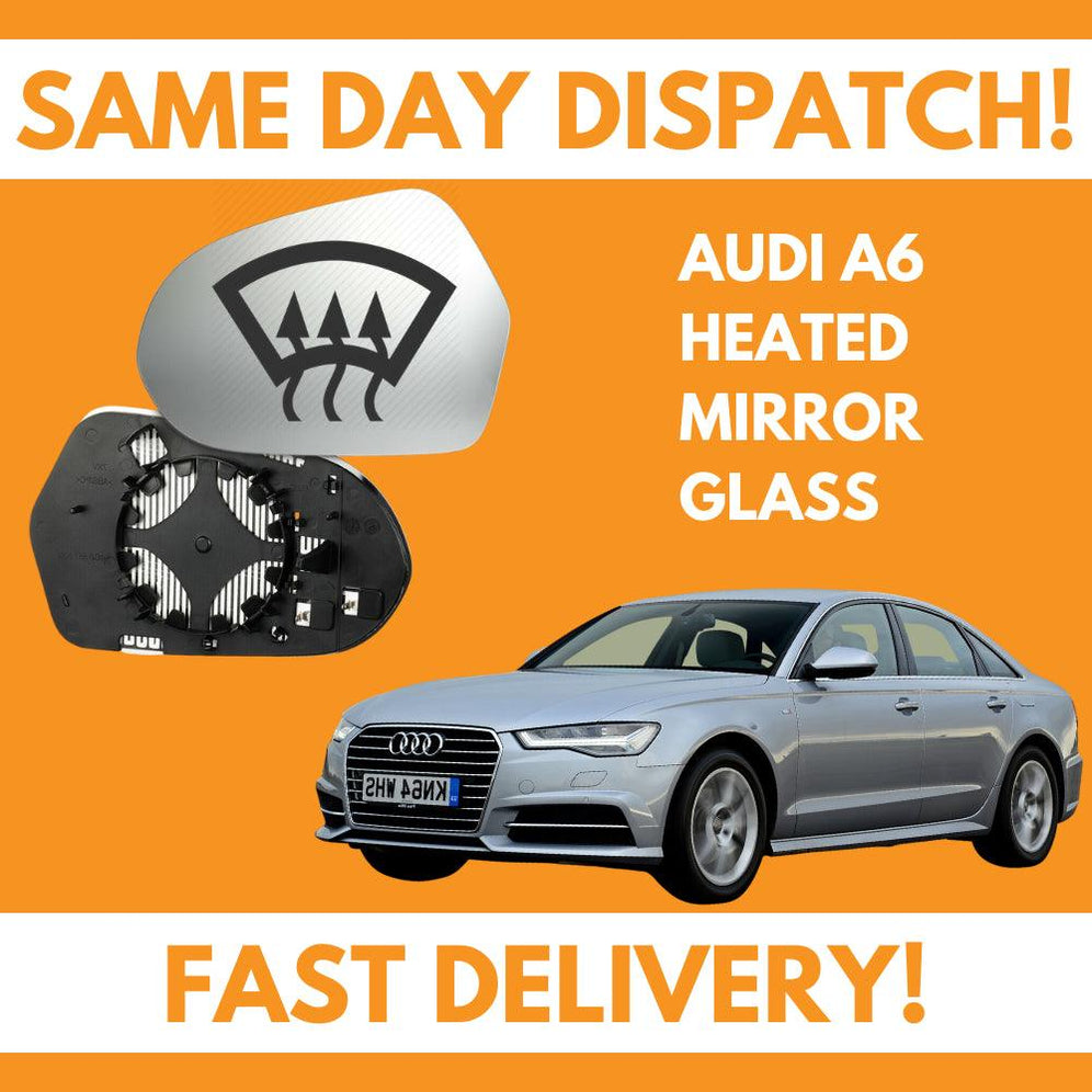 Audi A6 Inc Allroad 2011-2018 Heated Door Wing Mirror Glass UK Left Passenger Side - Spares Hut