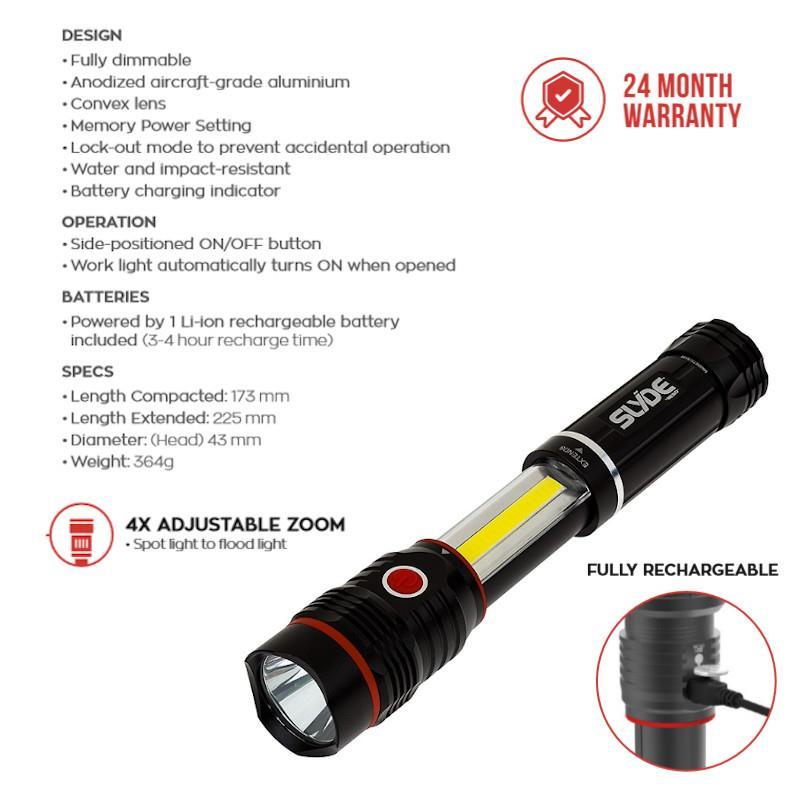 nebo 02 flashlight parts Work Torch LED COB Nebo Slyde King Flash Light Rechargeable 2 Year Warranty