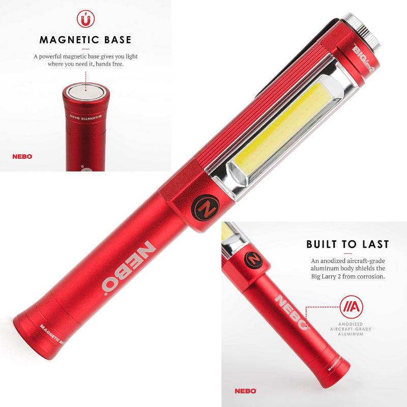 Nebo Big Larry 2 Work Torch Red LED COB 500 Lumens 2 Year Warranty Nebo Big Larry 2 Work Torch Red LED COB 500 Lumens 2 Year Warranty