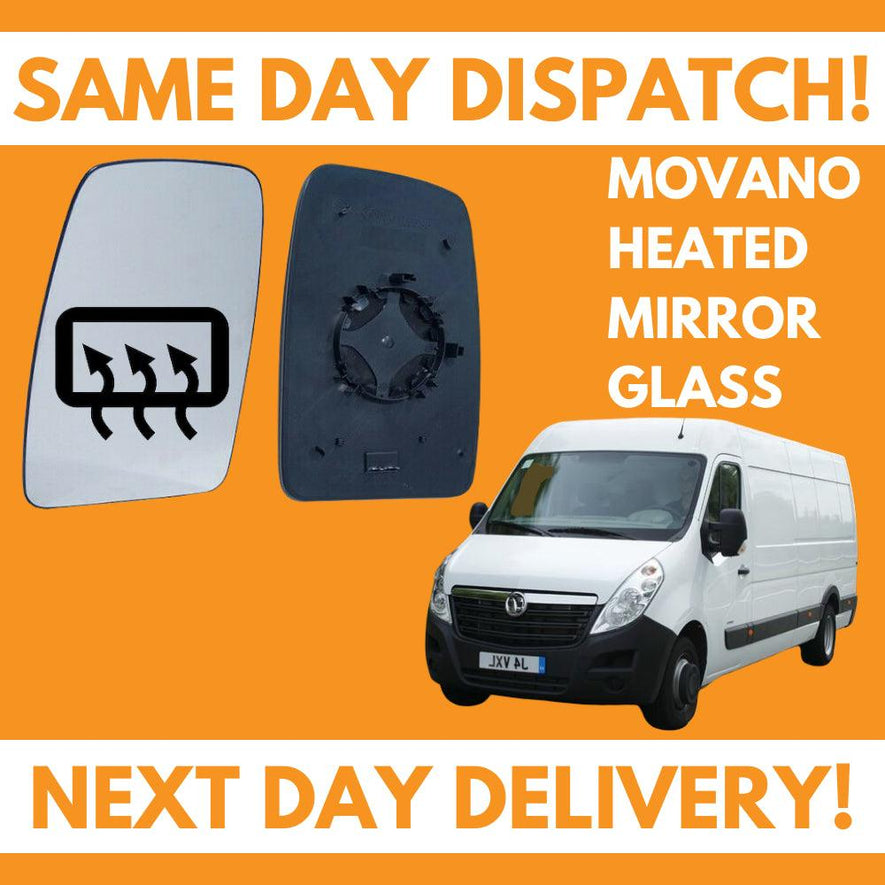 Vauxhall Movano 2010-2020 Heated Door Wing Mirror Glass UK Left Passenger Side - Spares Hut
