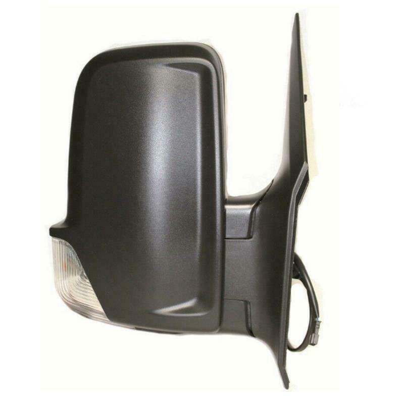 VW Crafter 2006-2016 Manual Short Arm Wing Door Mirror Black Cover Drivers Side - Spares Hut