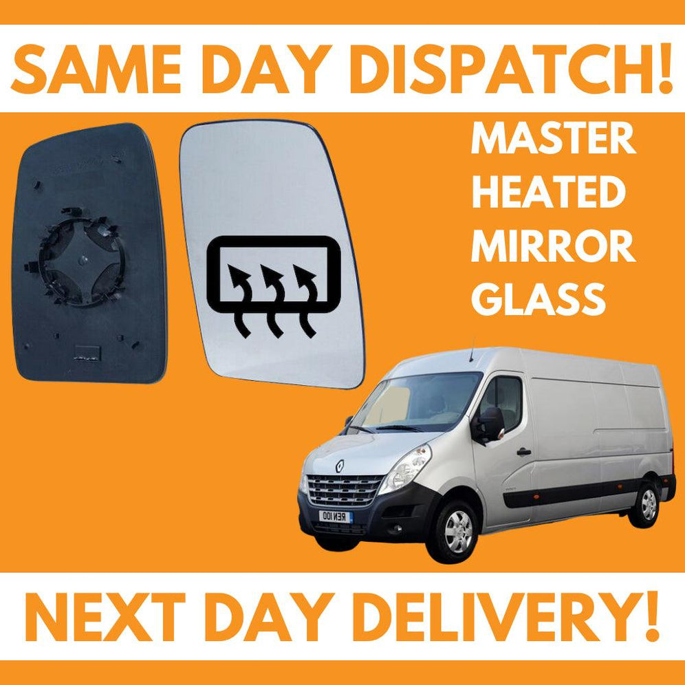Renault Master 2010-2020 Heated Door Wing Mirror Glass UK Right Drivers Side - Spares Hut