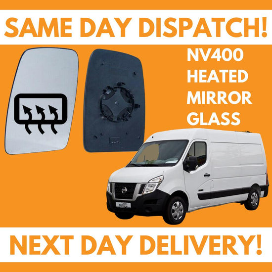 Nissan NV400 2011-2020 Heated Door Wing Mirror Glass UK Left Passenger Side - Spares Hut